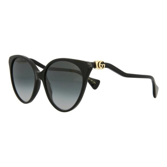 Gucci Womens Cat Eye Black Black Grey Fashion Designer Eyewear - Picture 1 of 4